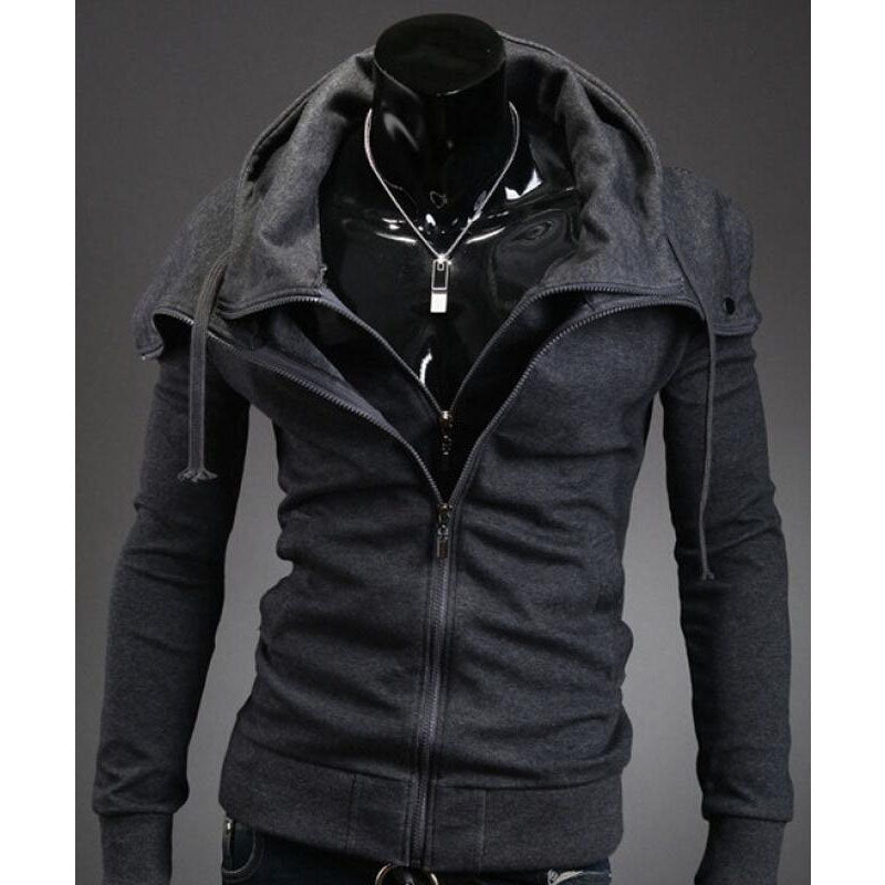 Men's Fashionable Hooded Cardigan Jacket - Deep Gray