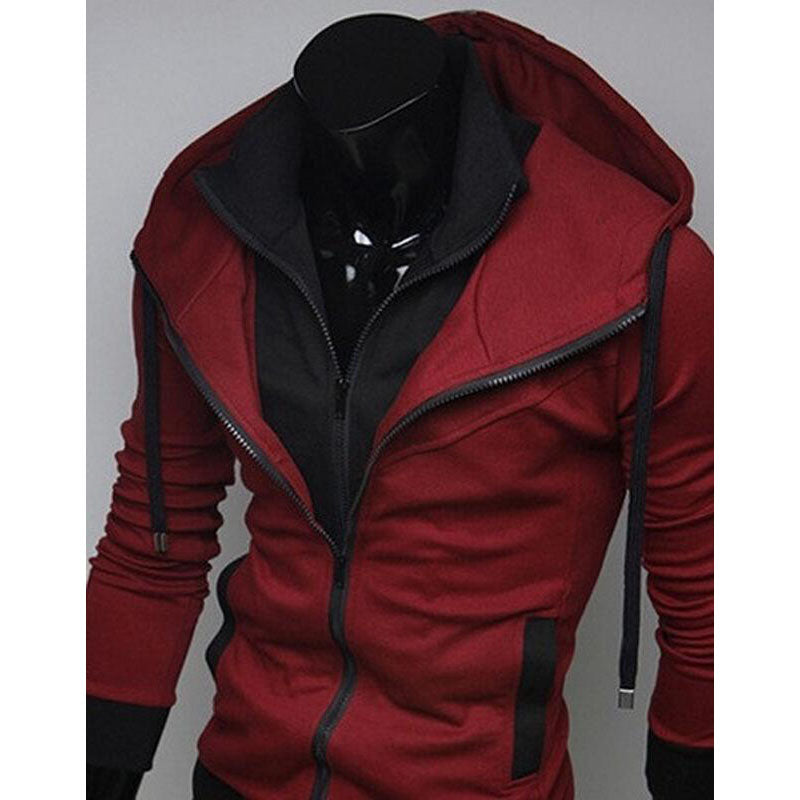 Men's Fashionable Hooded Cardigan Jacket - Red