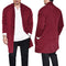 Men's Long Sleeve Wool Sweater Shawl Cardigan - Red