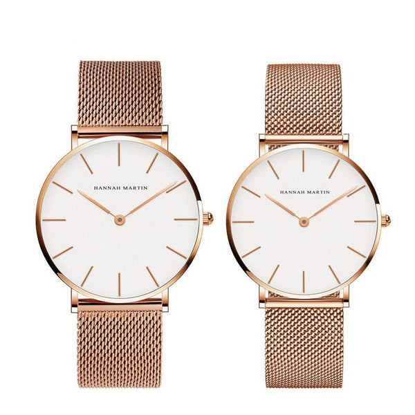 Mesh Premium Japan Couple Watches - Gold