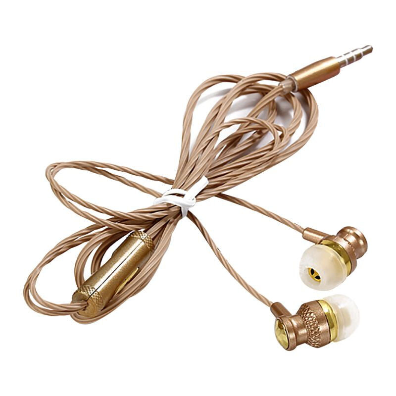 Metal Premium Dual Speaker Wired Earphones - Gold