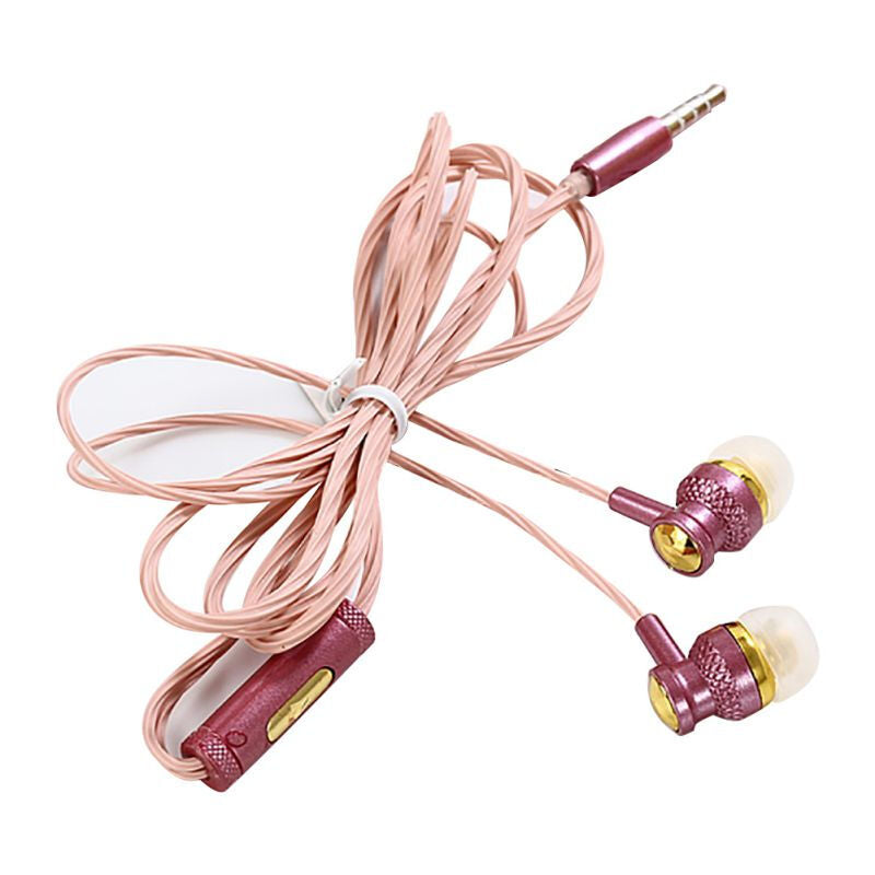 Metal Premium Dual Speaker Wired Earphones - Pink