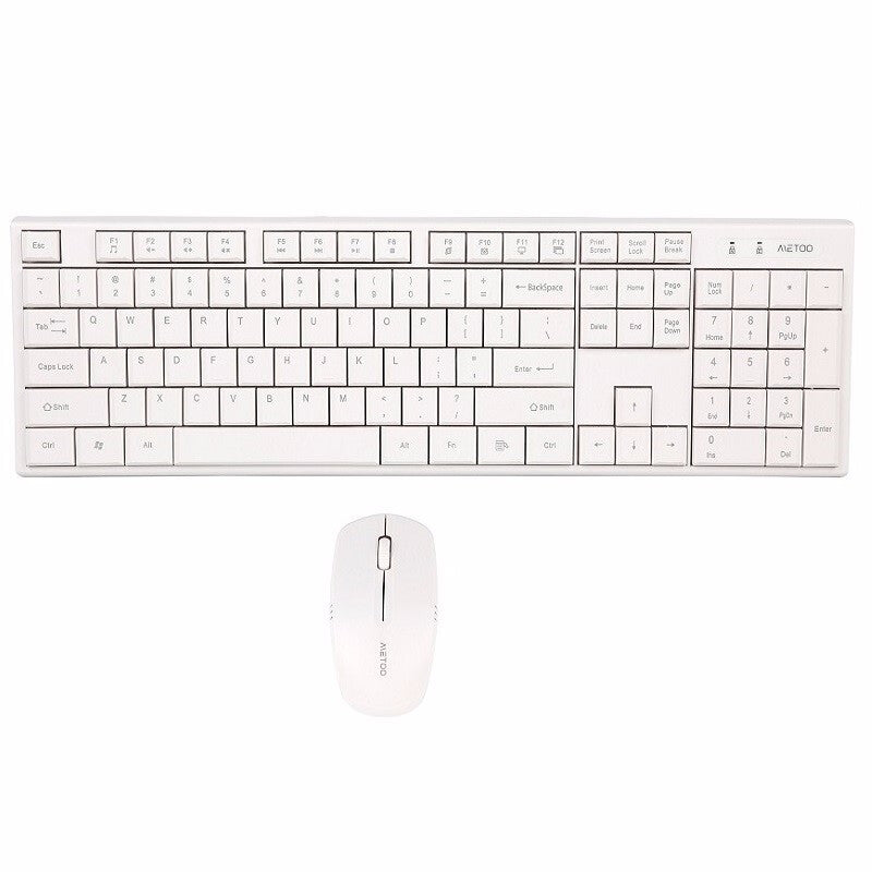 Metoo Premium Wireless Keyboard & Mouse Combo - White