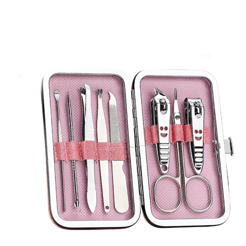 Miarhb 8 Pcs. Stainless Steel Nail Manicure Set - Pink