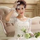 Middle Sleeves Floor Length Wedding Dress - White