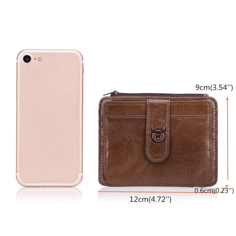 Mini Leather ID & Card Holder - Light Brown