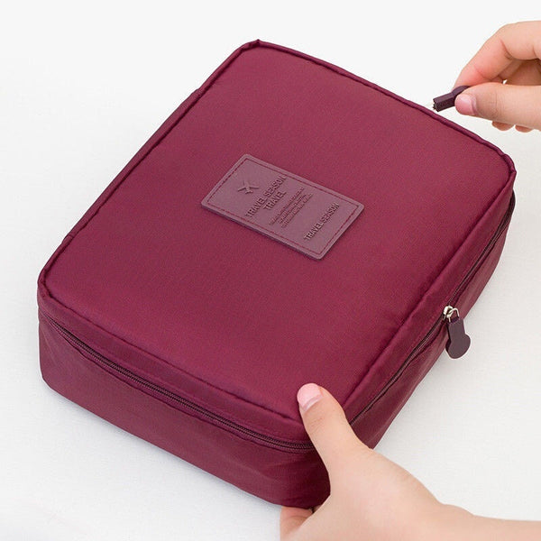 Multifunction Cosmetic Bag - Wine Red