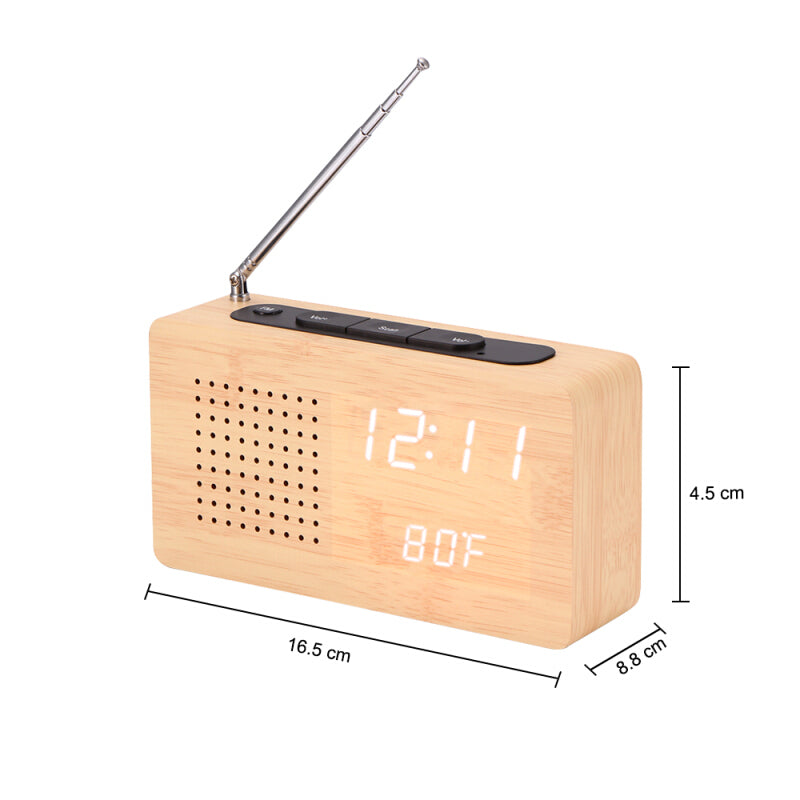 Multifunctional Digit Displaying Radio - Wood Color