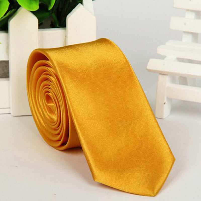 New Classic Men Jacquard Woven Silk Necktie - Golden Yellow