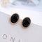 New Fashion Oval Clip Earrings - Gold Black