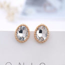 New Fashion Oval Clip Earrings - Gold White