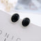 New Fashion Oval Clip Earrings - Silver Black