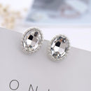 New Fashion Oval Clip Earrings - Silver White