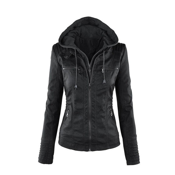 New Fashionable Women's Leather Jacket - Black