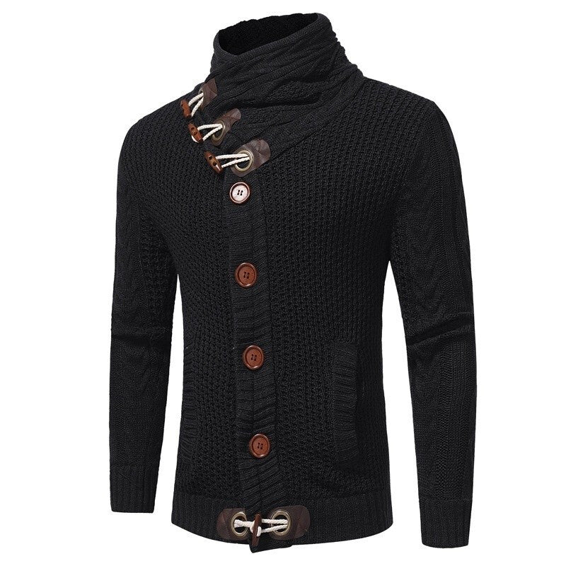 New Men's Knitted Sweater Cardigan Jacket - Black