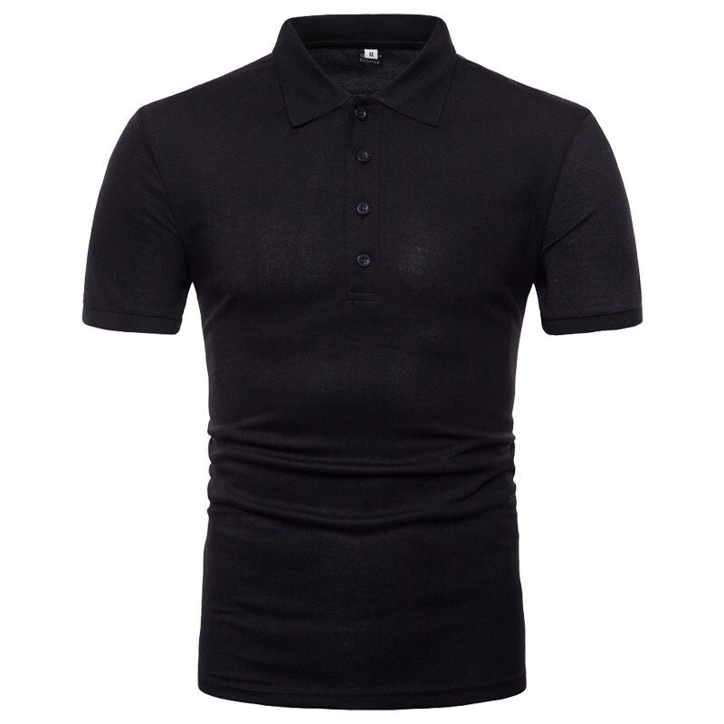 New Men's Summer Fashion Short Sleeved Polo Shirt - Black