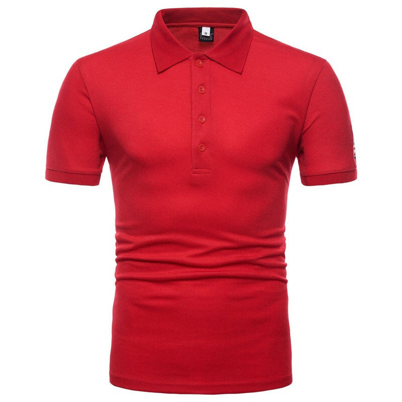 New Men's Summer Fashion Short Sleeved Polo Shirt - Red