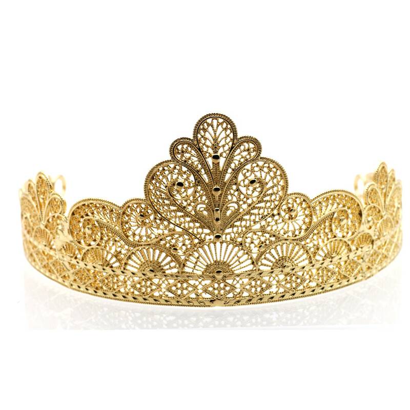 New Premium Rhinestone Flowered Tiaras - Gold