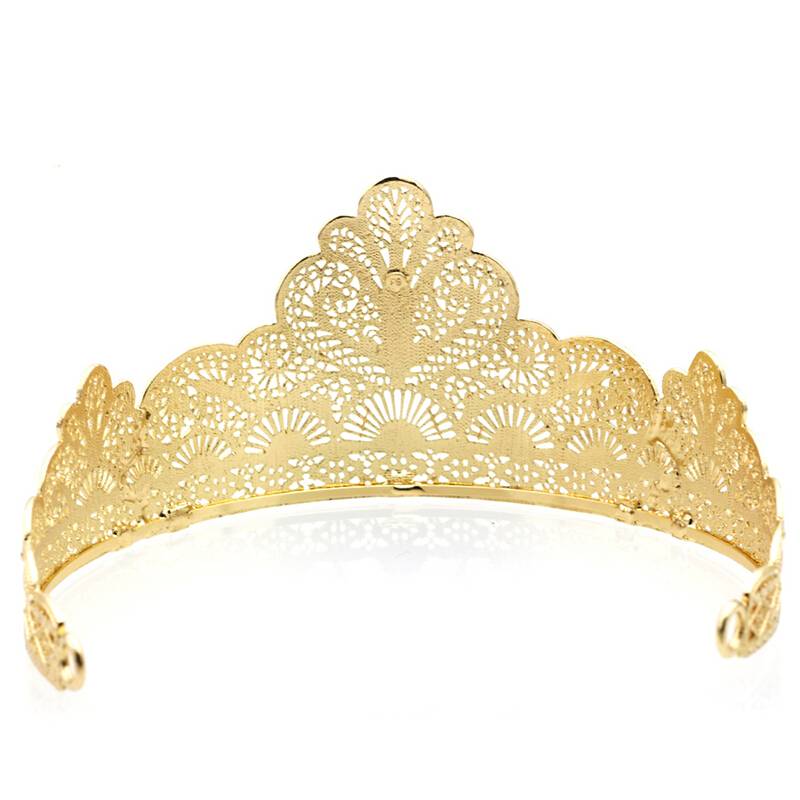 New Premium Rhinestone Flowered Tiaras - Gold