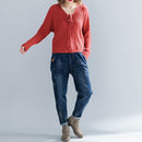 New Women Fashionable Knitted Sweater - Red