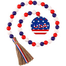 2022 New Products Independence Day Wooden Bead String Hemp Rope Tassel Independence Day Star Bead String European and American Popular Home Decoration