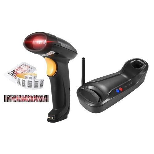 Wireless Handheld 1D/2D(PDF417/MicroPDF417) Barcode Scanner Bar Code Reader with Base USB Cable for Supermarket Library Express Company Retail Store Warehouse