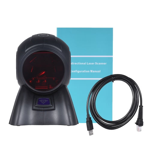 Omni-directional 20 Lines 1D USB Orbit Barcode Scanner Reader Auto Scanning 1800t/s Speed 30° Adjustable Head