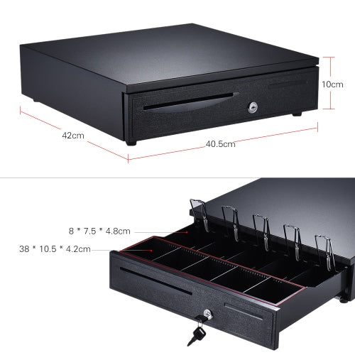 Heavy Duty Electronic 405 Cash Drawer Box Case Storage 5 Bill 5 Coin Trays Check Entry