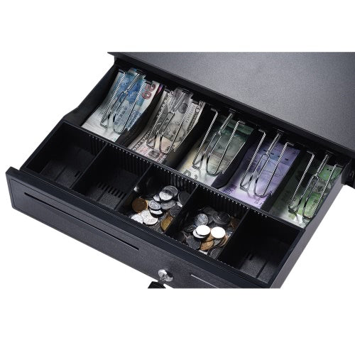 Heavy Duty Electronic 405 Cash Drawer Box Case Storage 5 Bill 5 Coin Trays Check Entry