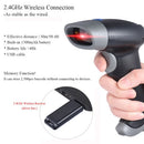 2.4GHz Wireless USB Wired 1D Barcode Scanner Auto/Manual Scanning CCD Red Light Screen PC Computer Bar Code Reader 2000dpi 260t/s Intermal Memory Up to 2500