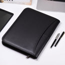 Multifunctional Professional Business Portfolio Padfolio Folder Document Case Organizer A4 PU Leather Zippered Closure with Business Card Holder Memo Note Pad