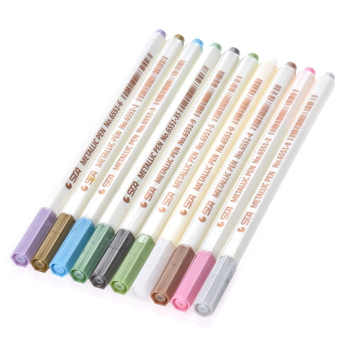 10pcs/set Metallic Color Marker Pen Marking Highlighting with Fine Tip for Photo Album DIY School Office Supplies