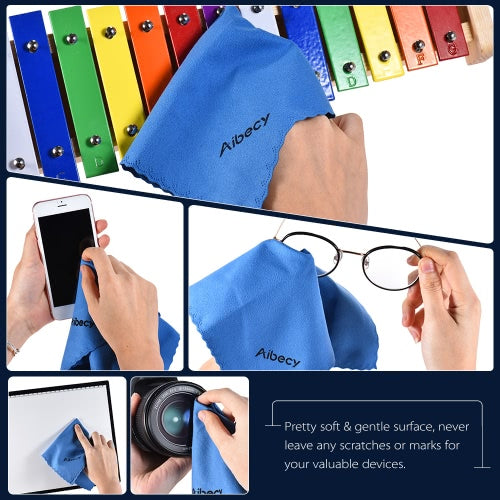 Aibecy Multipurpose Microfiber Cleaning Cloth Adopt for Microsuede for Glass Stationery Office Supplies Camera Lenses Phone Tablets Flat Screen TV Pack of 1 Blue