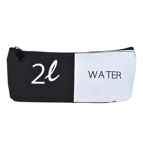 Simple Black&White Canvas Pencil Bag Case Zippered Large Capacity School Stationery Office Supplies Gift for Students