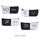 Simple Black&White Canvas Pencil Bag Case Zippered Large Capacity School Stationery Office Supplies Gift for Students