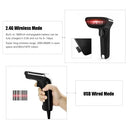 2.4G Wireless Barcode Scanner Handheld USB Wired 1D Bar Code Reader 3mil High Accuracy for Windows Mac PC POS