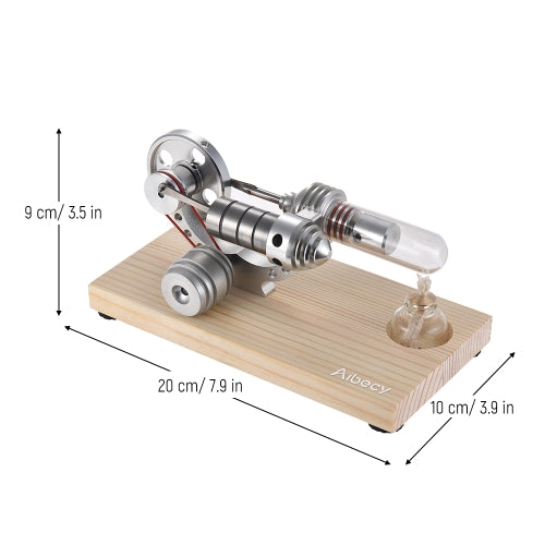 Aibecy Mini Hot Air Stirling Engine Motor Model Electricity Generator Wooden Base Physics Science Educational Toy