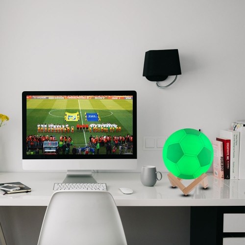 2018 World Cup Football Lamp 7-Color 3D Print Soccer LED Night Light Ball