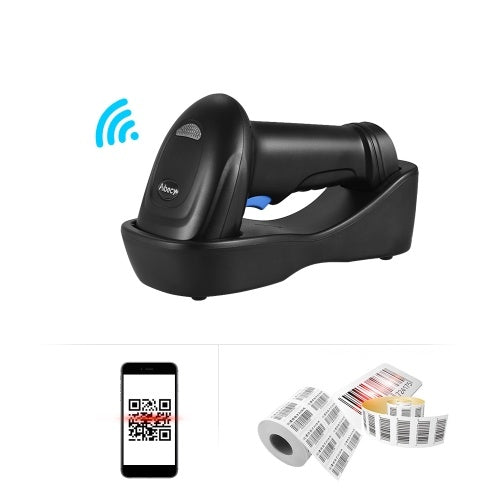 Aibecy WM3L 433MHz Wireless 1D 2D Auto Image Barcode Scanner Handheld QR code PDF417 Bar Code Reader 200m/656ft Range 1300t/s Fast Speed with Cradle for Mobile Payment Supermarket Store Warehouse