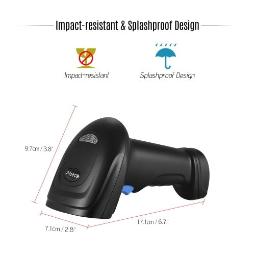 Aibecy WM3L 433MHz Wireless 1D 2D Auto Image Barcode Scanner Handheld QR code PDF417 Bar Code Reader 200m/656ft Range 1300t/s Fast Speed with Cradle for Mobile Payment Supermarket Store Warehouse