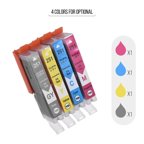 CLI-251XL Compatible 15ml Ink Cartridge Replacement Gray for Canon PIXMA IP7220 PIXMA MG5420 MG5422 MG5520 MG6320 MG6420 MG7120 PIXMA MX722 MX922