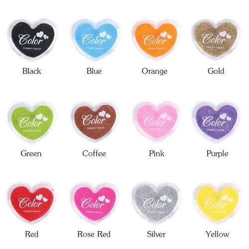 Craft Finger Ink Pad Stamps Candy Colors Heart-Shaped Design Fingerprint Inkpad