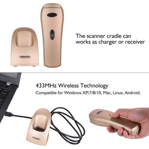 Handhold 433MHz Wireless 1D 2D Image Barcode Scanner