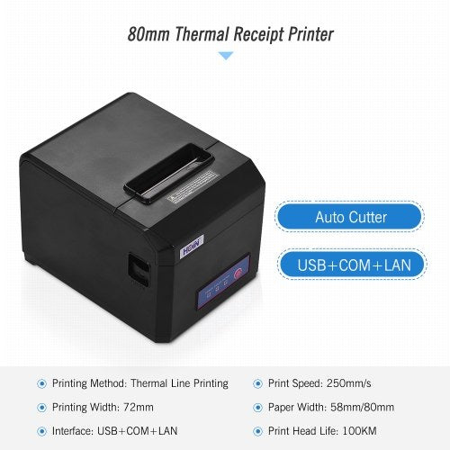 HOIN 80mm Thermal Receipt Printer Support 58mm/80mm Paper Width with Auto Cutter USB Serial Ethernet Interface Compatible with ESC/POS Print Commands