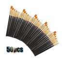 50 PCS Nylon Hair Paint Brushes Set