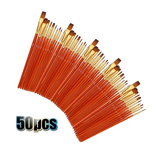 50 PCS Nylon Hair Paint Brushes Set