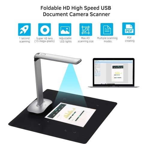 Aibecy F50 Foldable HD High Speed USB Book Image Document Camera Scanner