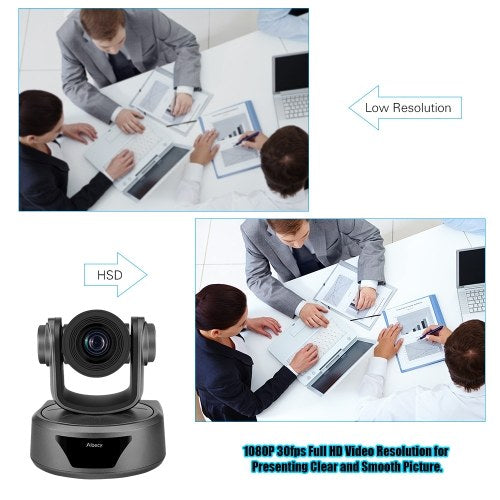 Aibecy Video Conference Camera Webcam 10X Optional Zoom Full HD 1080P Cam 52 Degree Wide Viewing Auto Focus with USB2.0 Remote Control for Business Meetings Rooms Recording Training