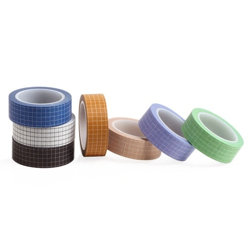 15mm×10m Grid Printed Pattern Pure Color Washi Tape Sticky Adhesive Paper