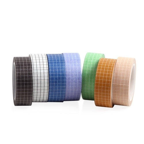 15mm×10m Grid Printed Pattern Pure Color Washi Tape Sticky Adhesive Paper